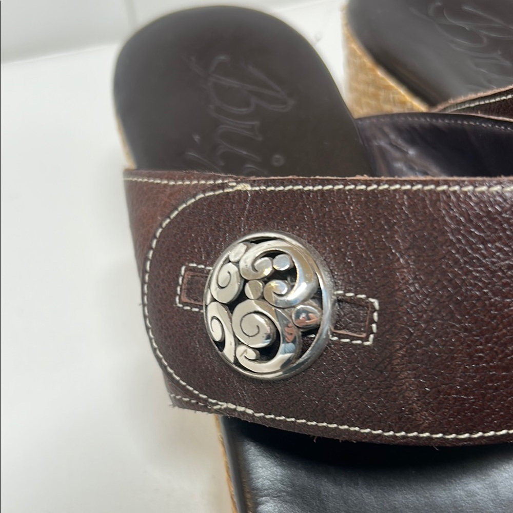Brighton Brown Leather Wedge Sandals - Picture 8 of 12